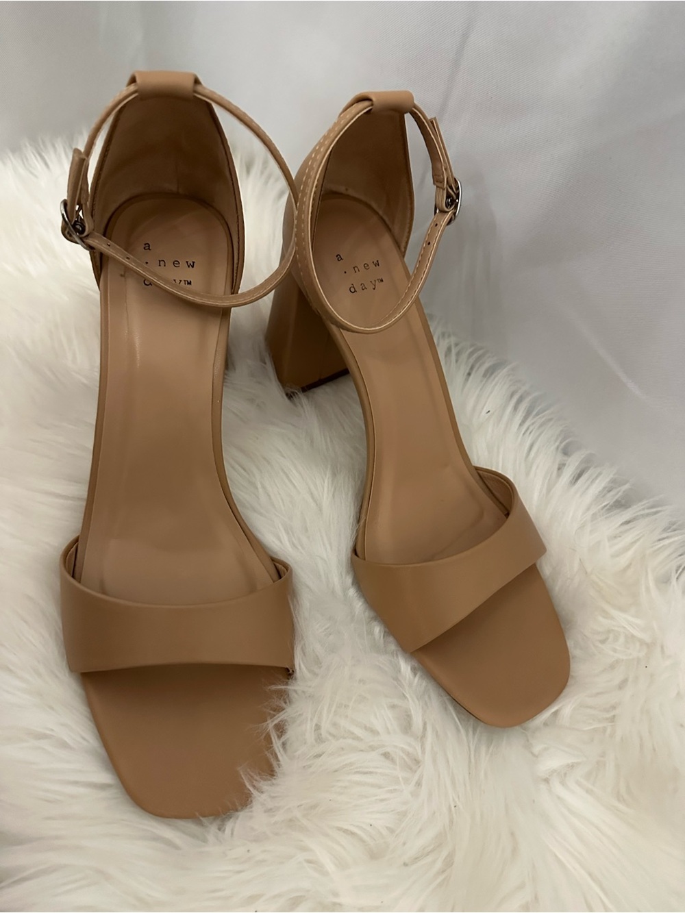 a new day Tan Ankle-Strap Block Heel Sandals